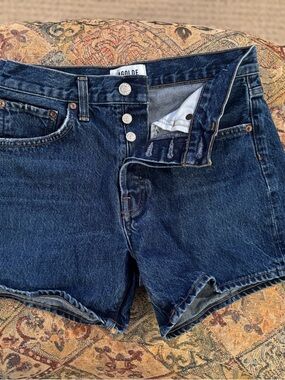 Agolde Blue and Dark Indigo Two-Tone Denim Shorts